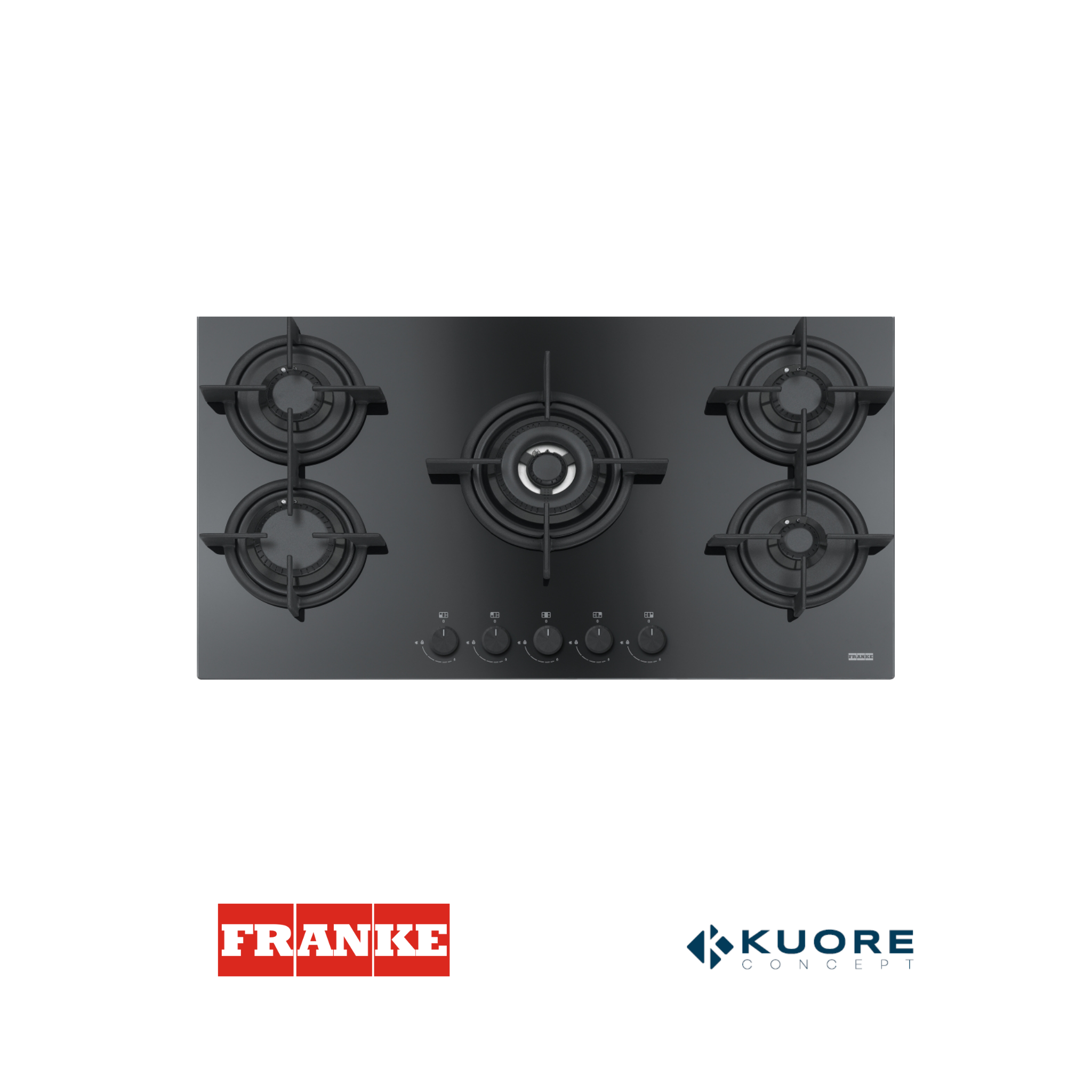 FRANKE - Estufa a gas cristal Negro de 90cm - FHCR 905 4G TC HE BK C - 1060374288