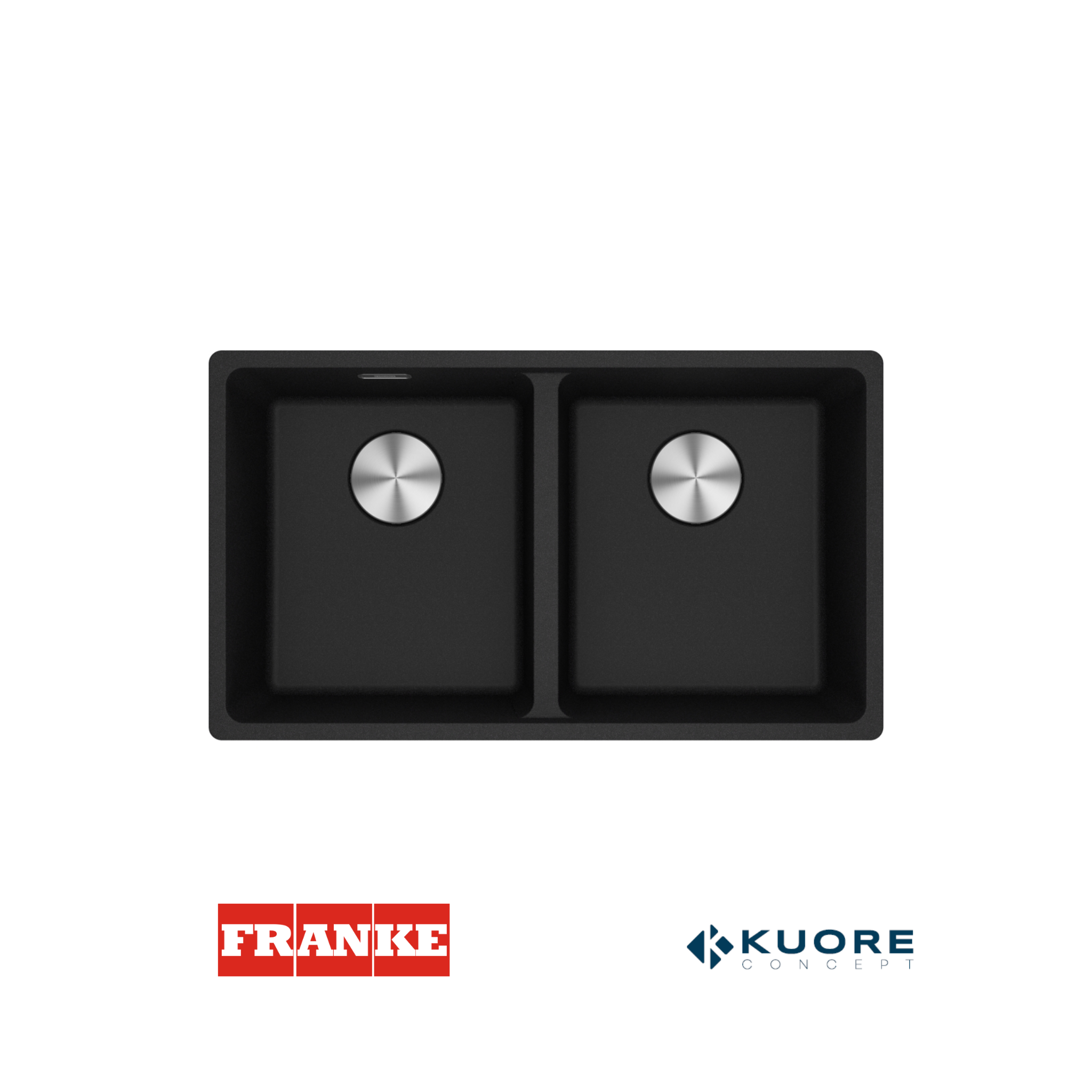 FRANKE - Poceta sintética doble tina Maris negro mate - MRG 120-35-35 ONYX - 1250686732