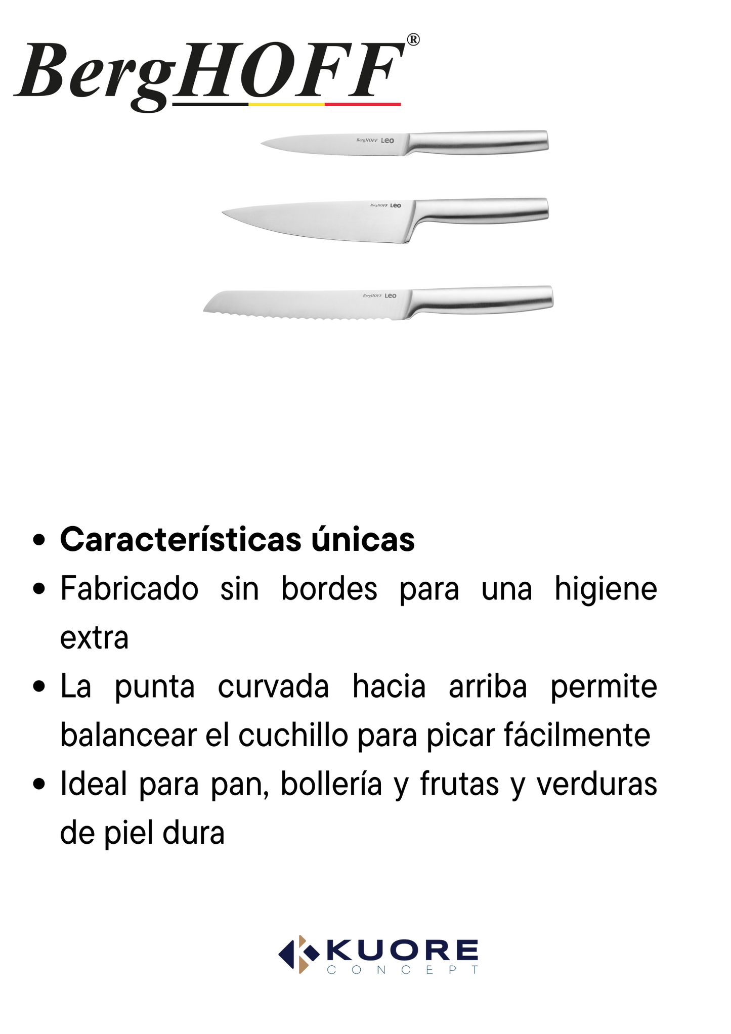 BERGHOFF COMBO 1 Combo Juego de cuchillos clásicos de 3 piezas Legancy & Juego de 3 sartenes Uqonic Downdraft