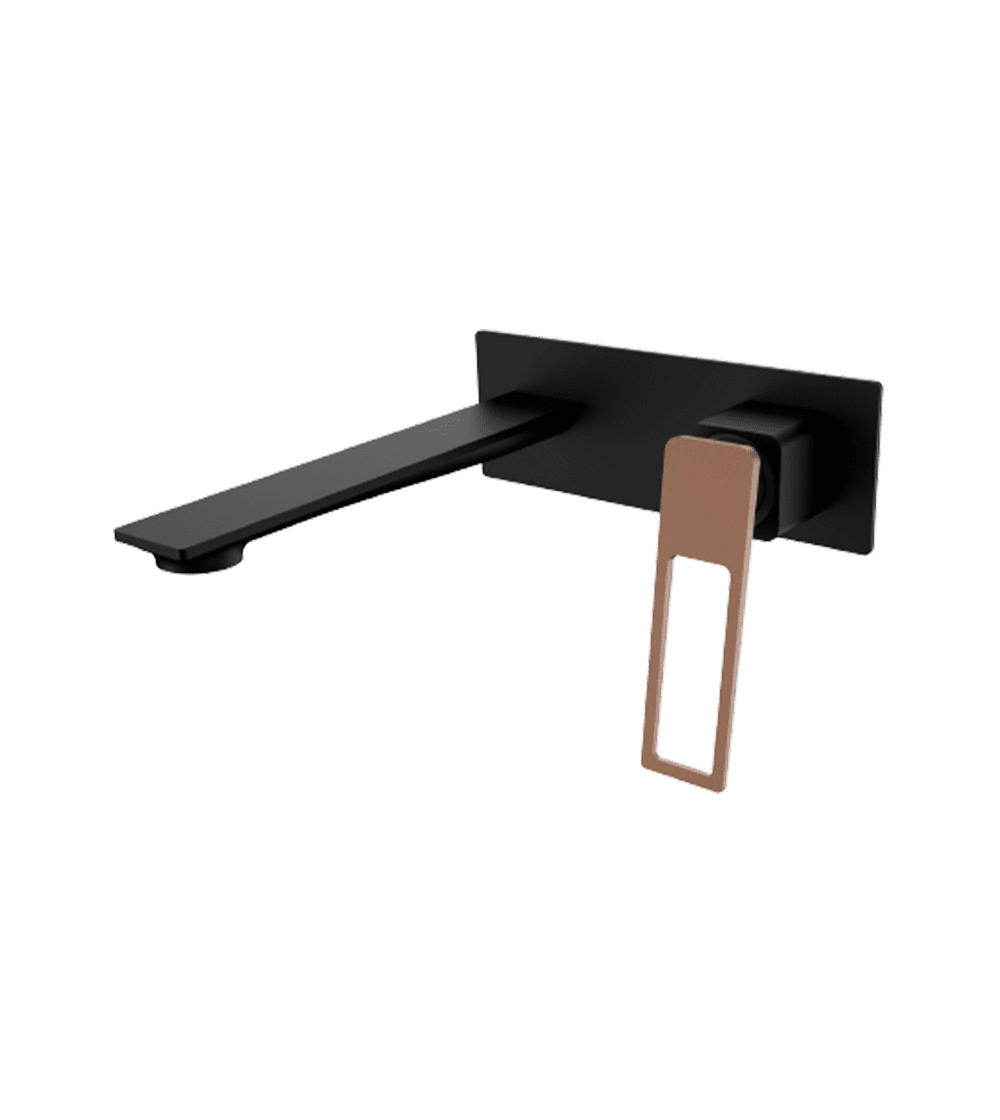 AZZOR - Grifería de pared Azzor Carakto Negro / Oro Rosa Mate - AZZ-AZ76051B/SRG-FP