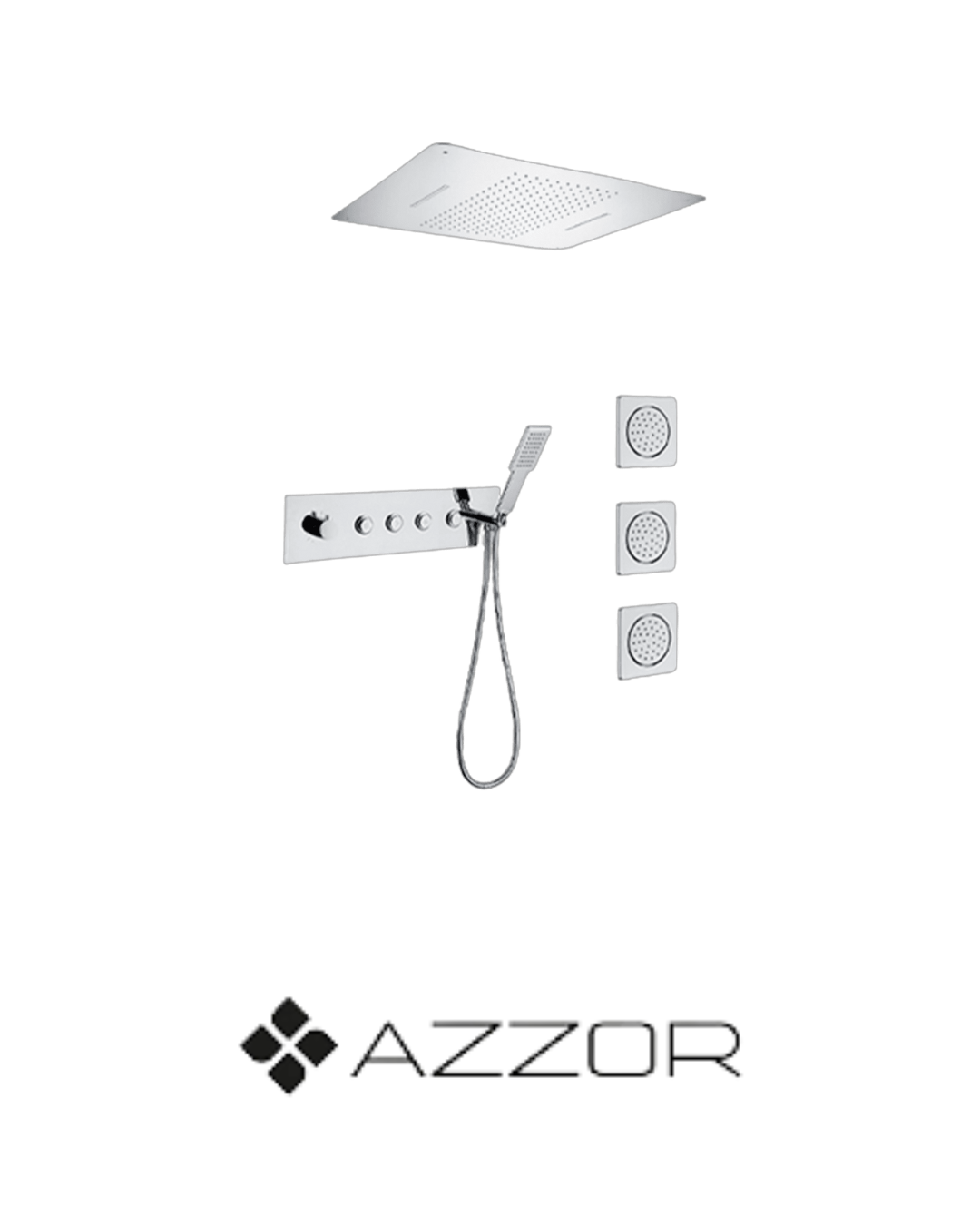 AZZOR - Juego De Ducha Spa Azzor Con Cabeza a Techo Cromado - AZZ-AXE718740/SS025-2