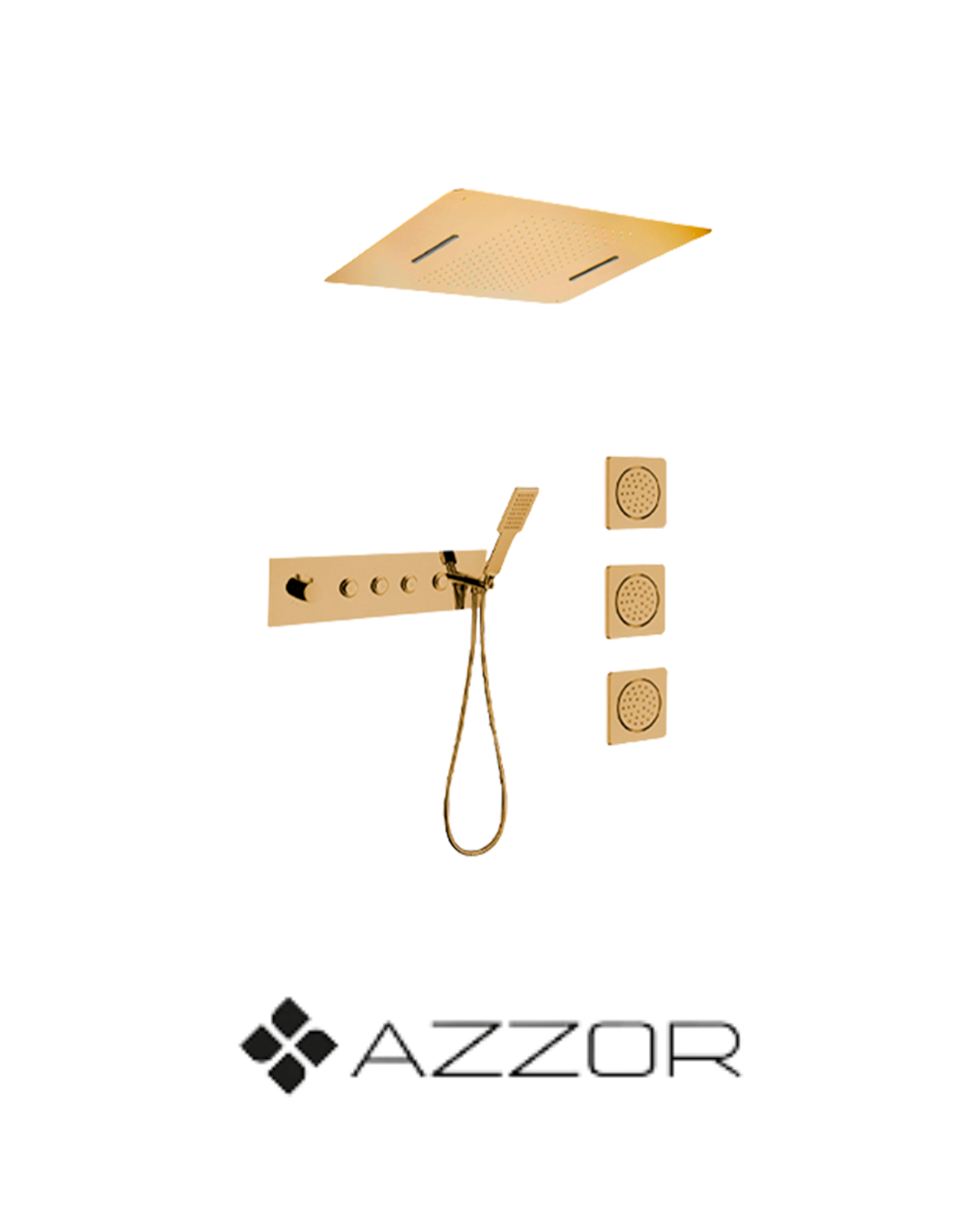 AZZOR -  Juego de ducha Spa Azzor con cabeza a techo Oro Mate - AZZ-AXE718740/SS025-2BG