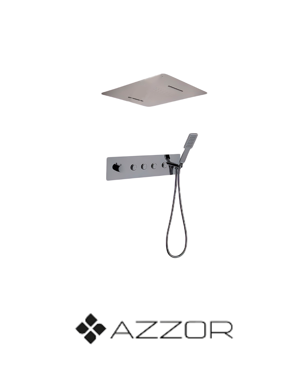 AZZOR - Juego de ducha Spa Azzor con cabeza a techo Gunmetal - AZZ-AXE718740/SS025-2GM