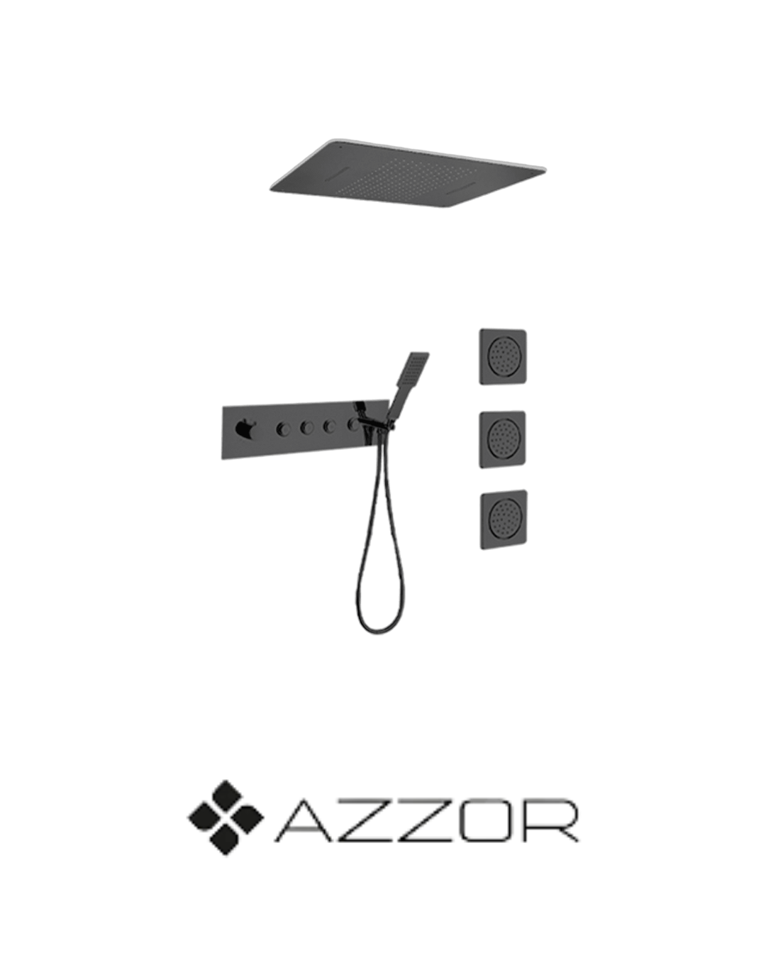 AZZOR - Juego de ducha Spa Azzor con cabeza a techo Negra mate - AZZ-AXE718740/SS025-2MB