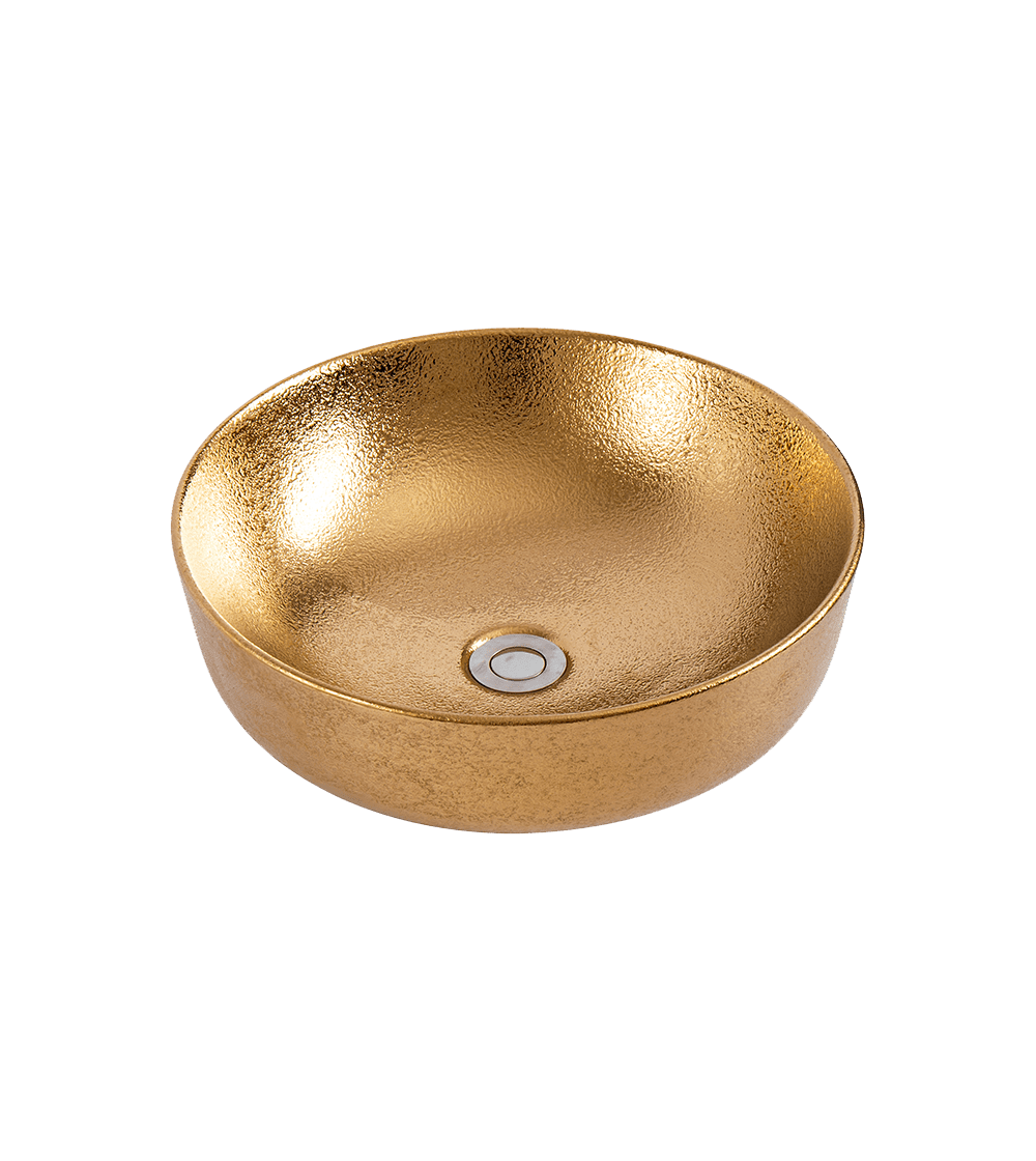 AZZOR - Lavamanos De Sobreponer En Cerámica Azzor Brilliant Gold - AZZ-AZ-8428E-5