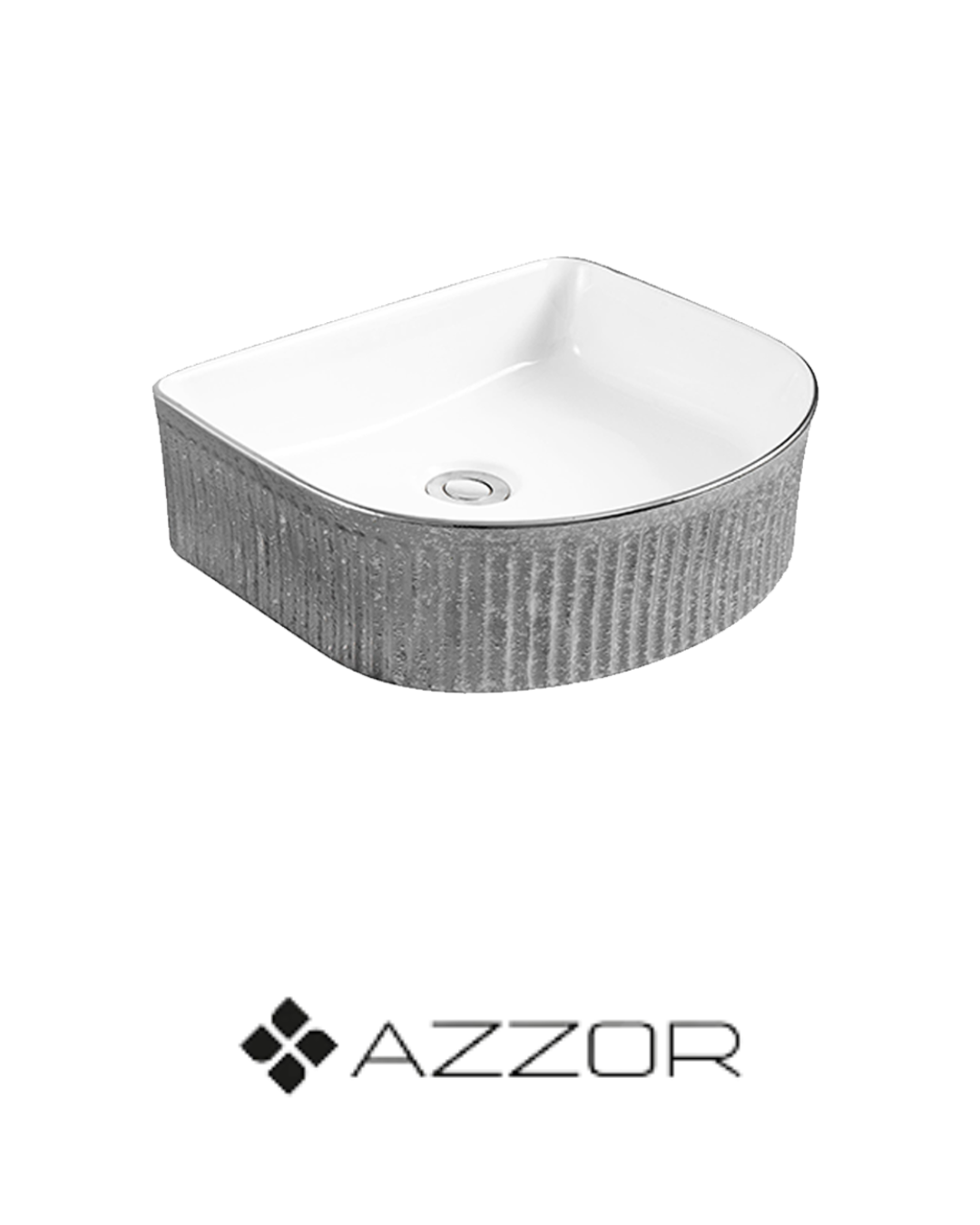 AZZOR - Lavamanos de sobreponer en cerámica Azzor Lines White Silver - AZZ-AZ5684