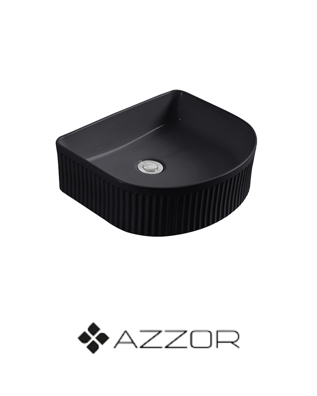 AZZOR - Lavamanos de sobreponer en cerámica Azzor Lines Black - AZZ-AZ5684MB