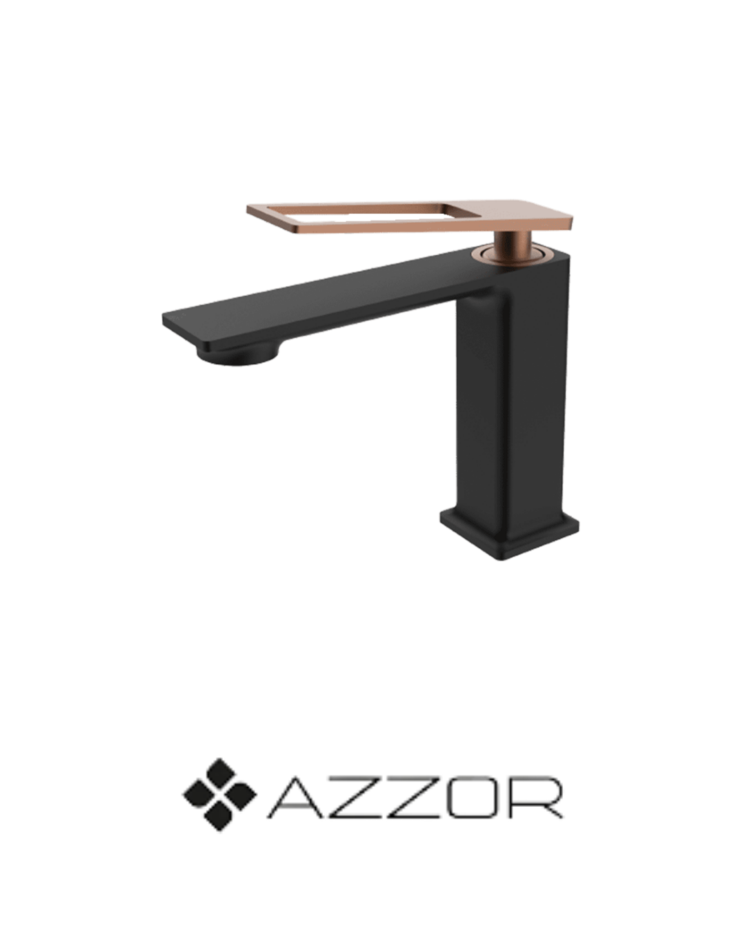 AZZOR - Grifería caño bajo Azzor Carakto Negro / Oro Rosa Mate - AZZ-AZ76011B/SRG-FP