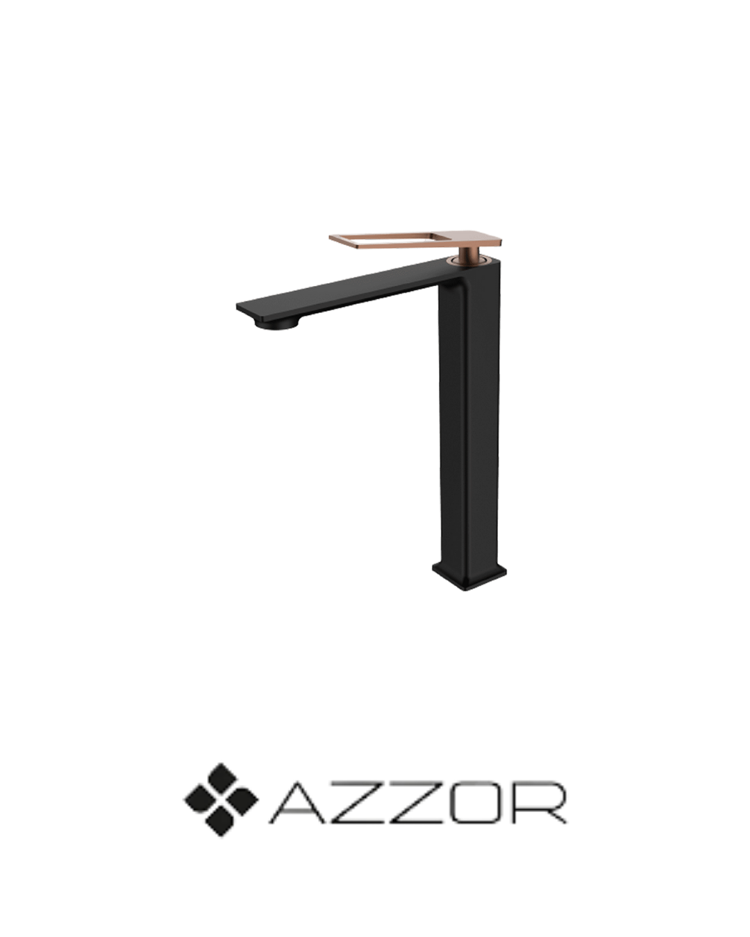 AZZOR - Grifería caño alto Azzor Carakto Negro/ Oro Rosa Mate - AZZ-AZ76031B/SRG-FP