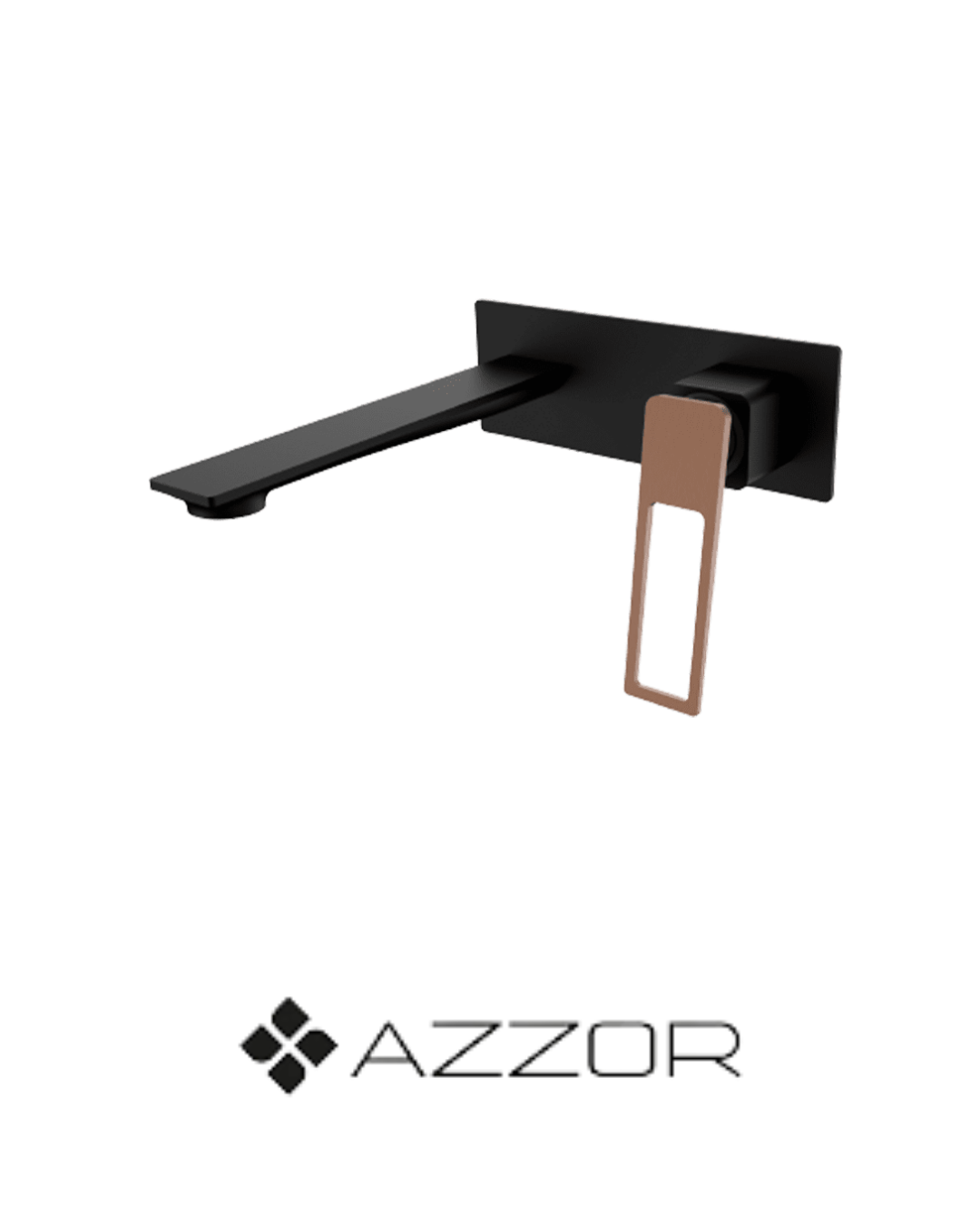 AZZOR - Grifería de pared Azzor Carakto Negro / Oro Rosa Mate - AZZ-AZ76051B/SRG-FP