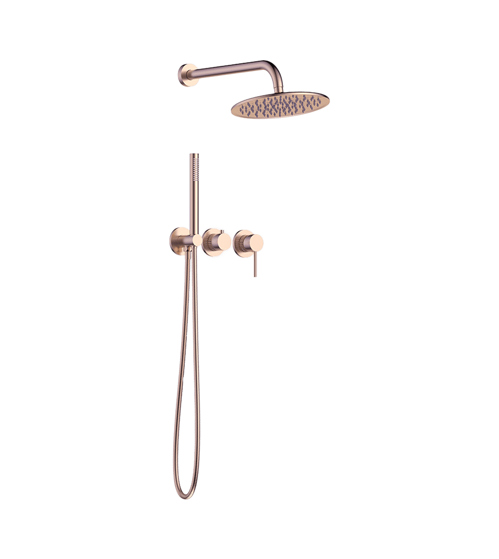 AZZOR - Juego de ducha con teleducha Azzor Diamanto Oro Rosa Mate - AZZ-SO064B22361BRG