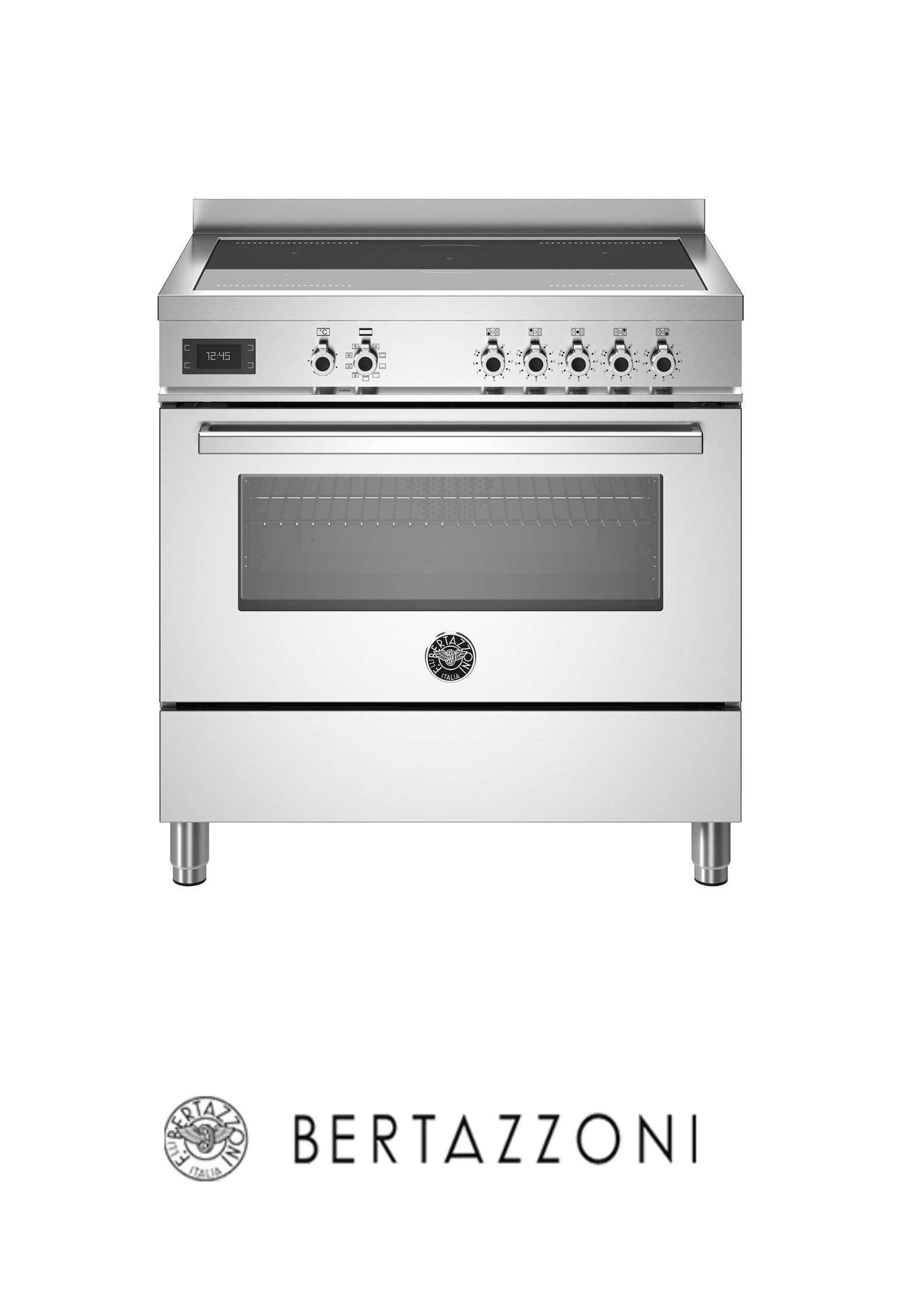 BERTAZZONI  - Cocina Con Inducción 5 Zonas 2 Flex & Horno Multifunción 90CM Acero - PRO95I1EXT