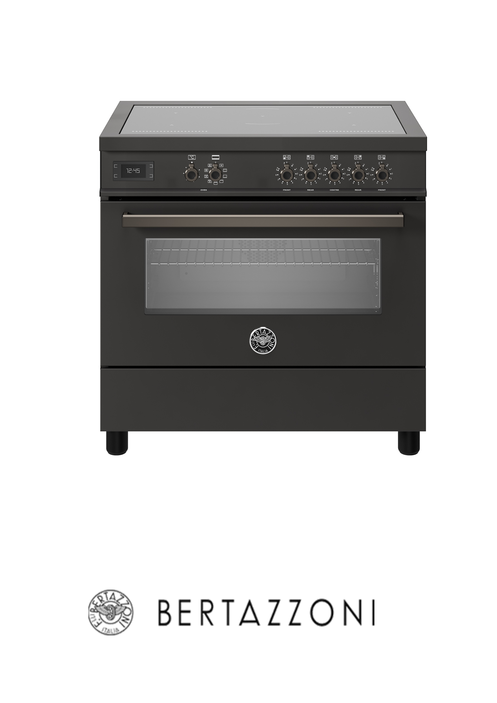 BERTAZZONI- Cocina Con Inducción 5 Zonas 2 Flex & Horno Multifunción 90CM Carbono 220V - PRO95I1ECAT