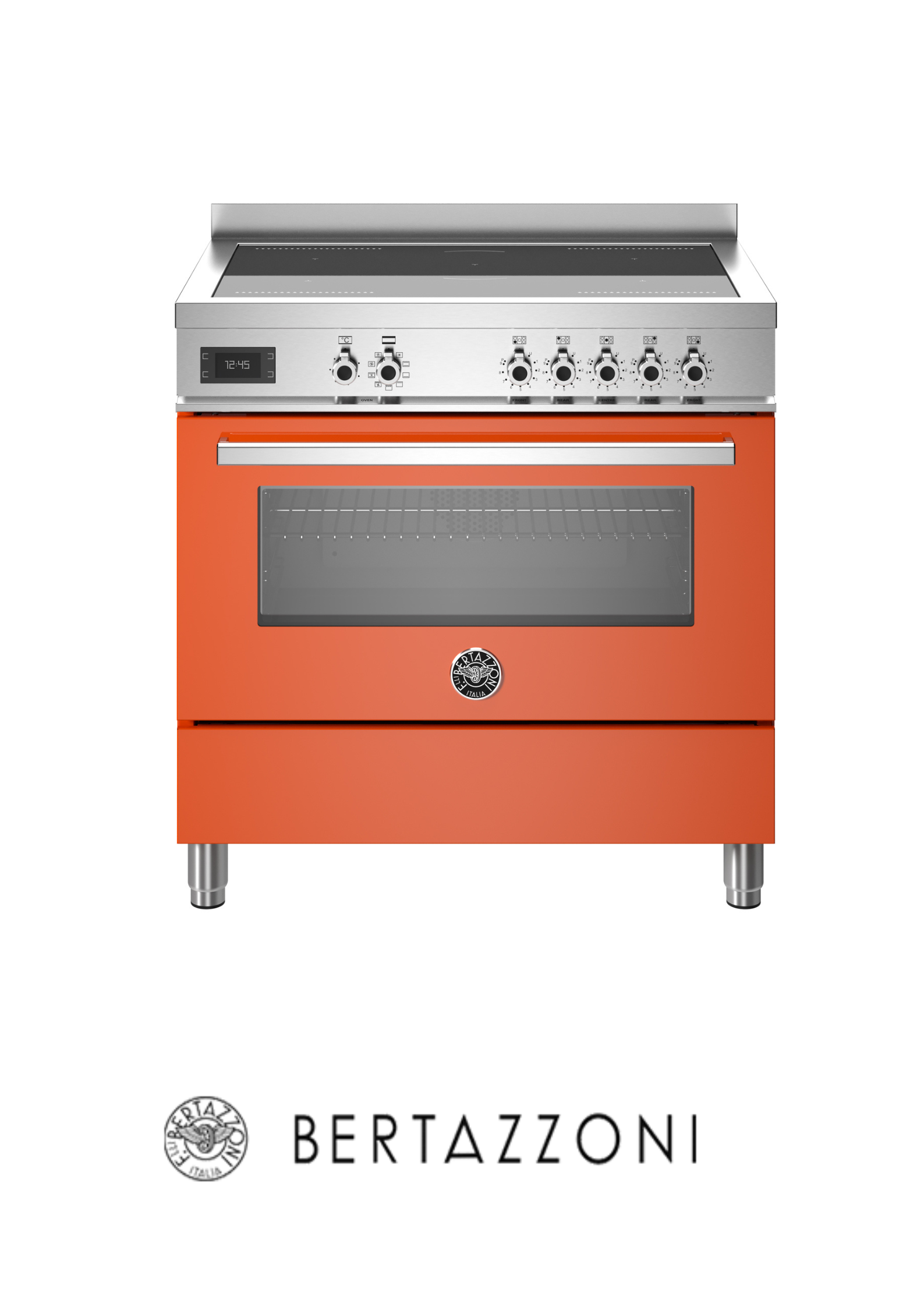 BERTAZZONI  - Cocina Con Inducción 5 Zonas 2 Flex & Horno Multifunción 90CM Naranja - PRO95I1EART