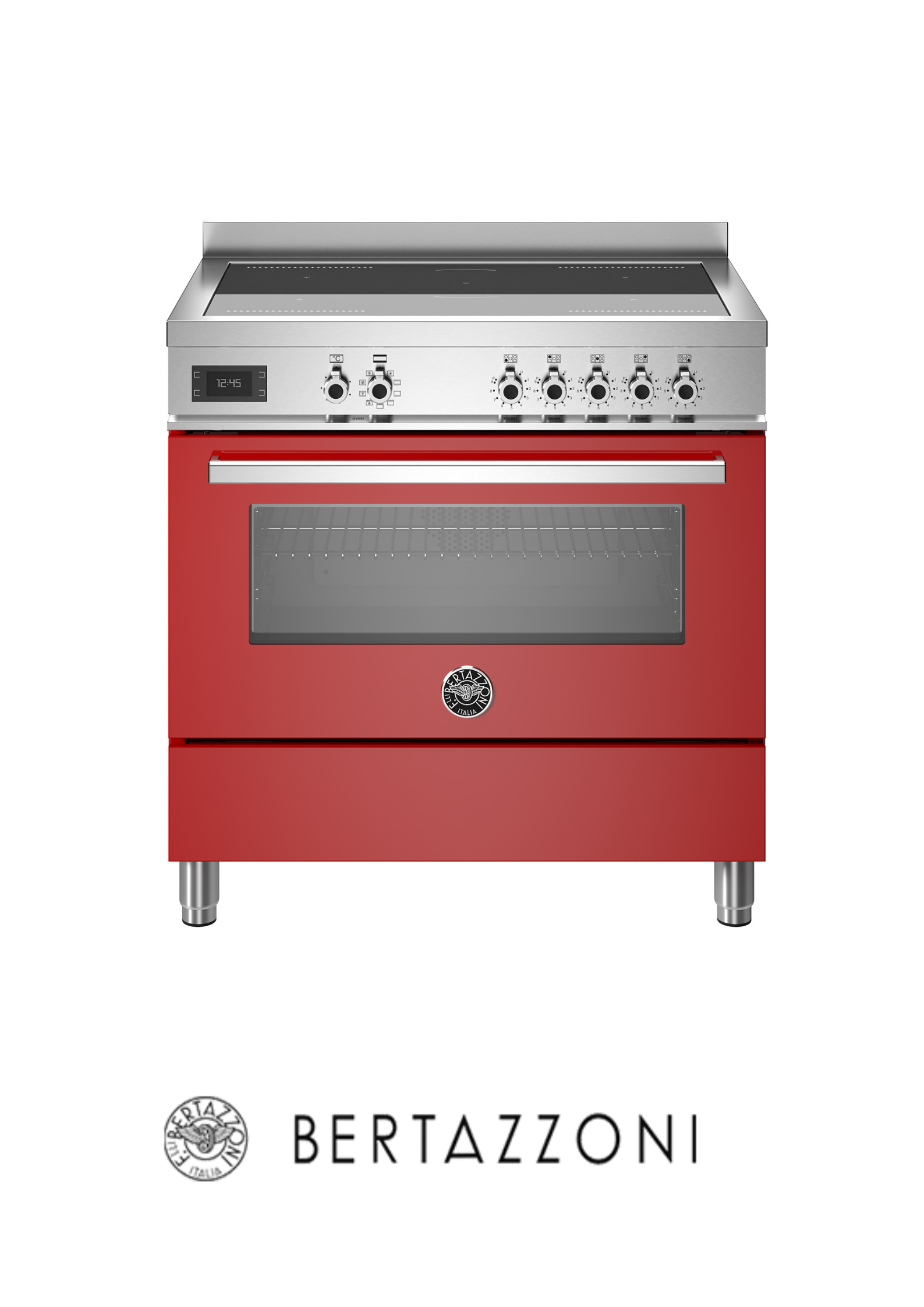 BERTAZZONI - Cocina De Inducción 5 Zonas 2 Flex & Horno Multifunción 90CM Rojo - PRO95I1EROT