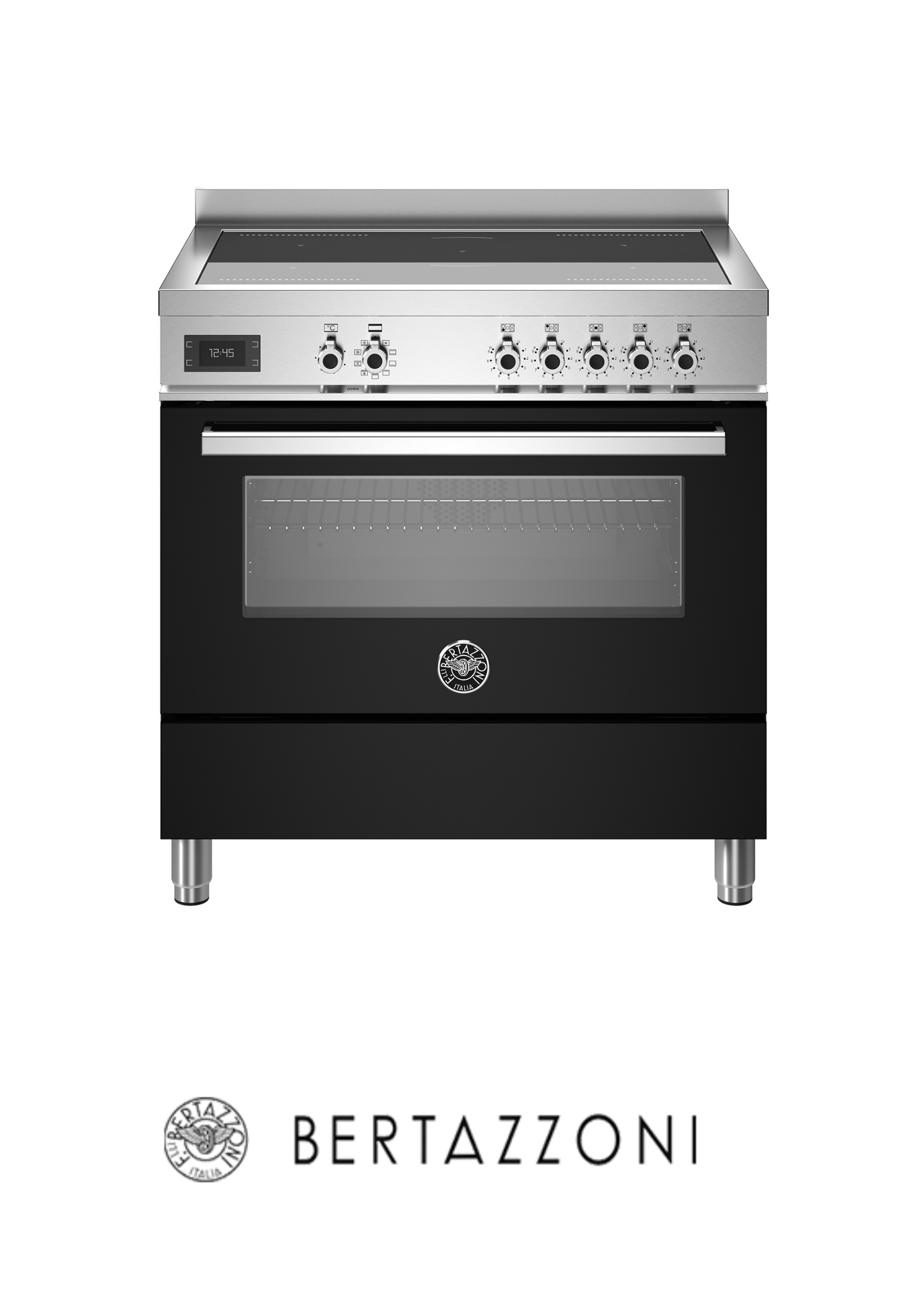 BERTAZZONI  -Cocina con inducción 5 Zonas 2 Flex & Horno Multifunción 90CM Negro - PRO95I1ENET