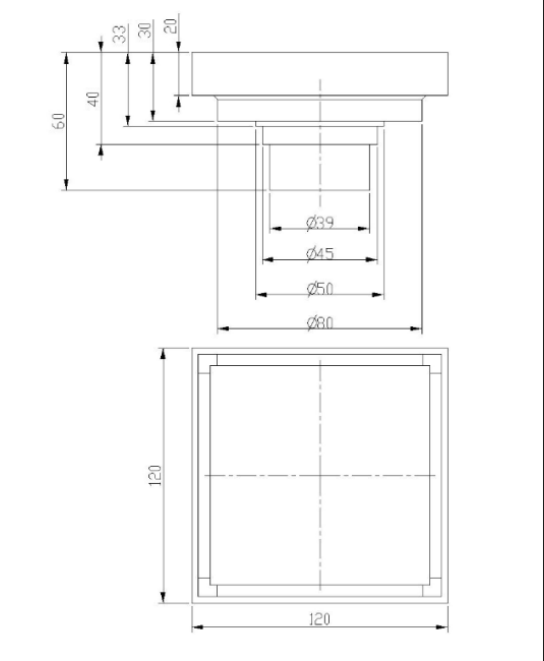 AZZOR - Rejilla Azzor de ducha oro mate 10x10cm - AZZ-AXEFD78835BG