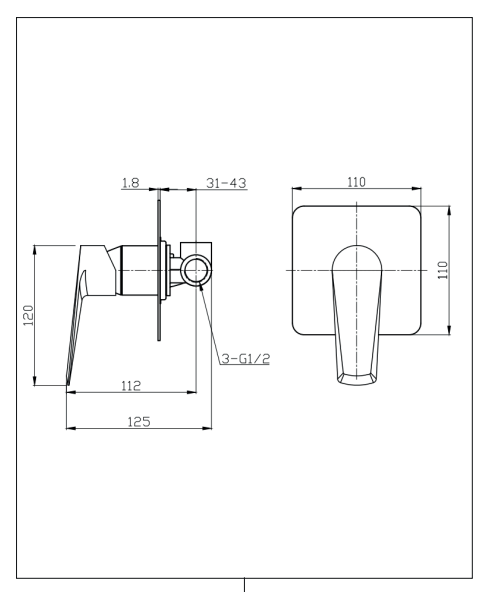 AZZOR - Monocontrol sencillo Azzor Arthur Mega Negro Mate - AX-26966-B