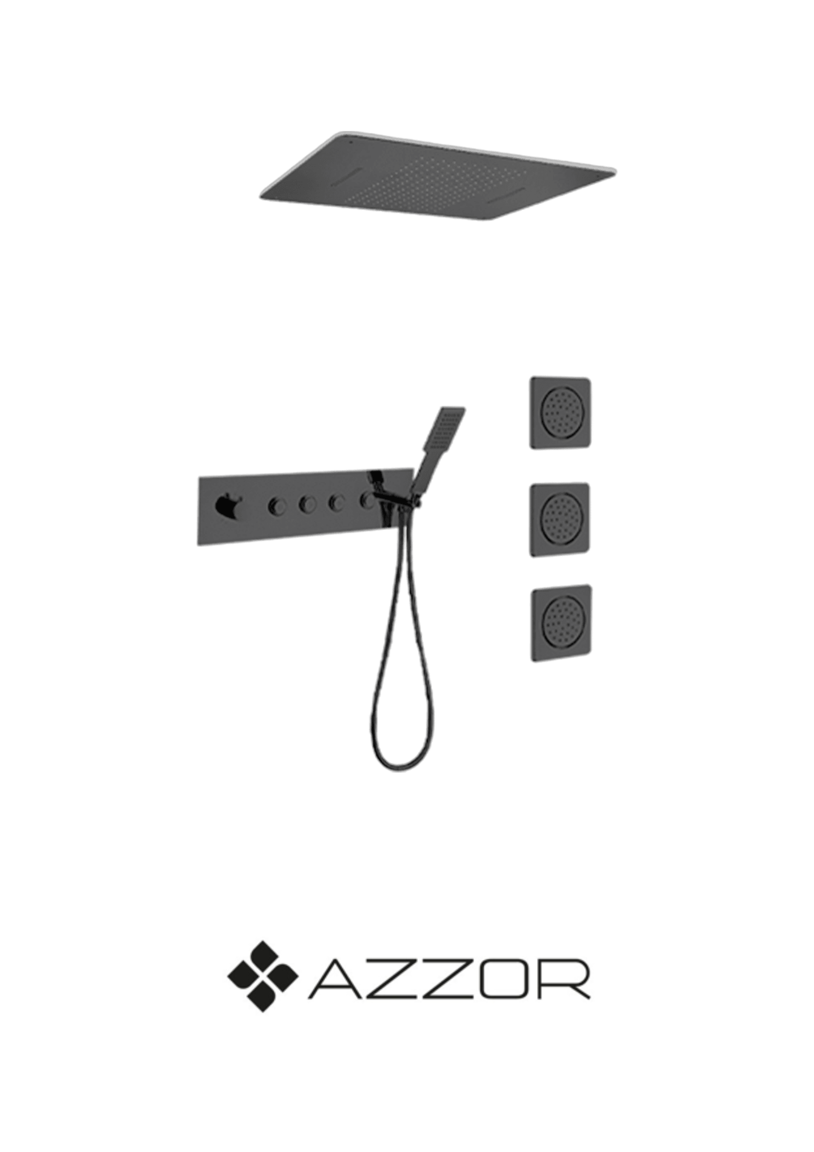 AZZOR - Juego de ducha Spa con cabeza de ducha a pared con kit de body spray y teleducha negro mate -  AZZ-AXESS016MB /SS025-2MB