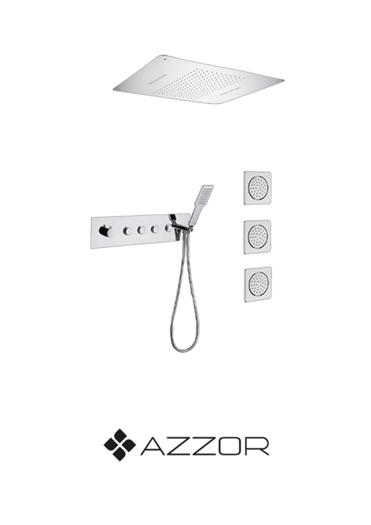 AZZOR - Juego De Ducha Spa Azzor Con Cabeza a Techo Cromado - AZZ-AXE718740/SS025-2