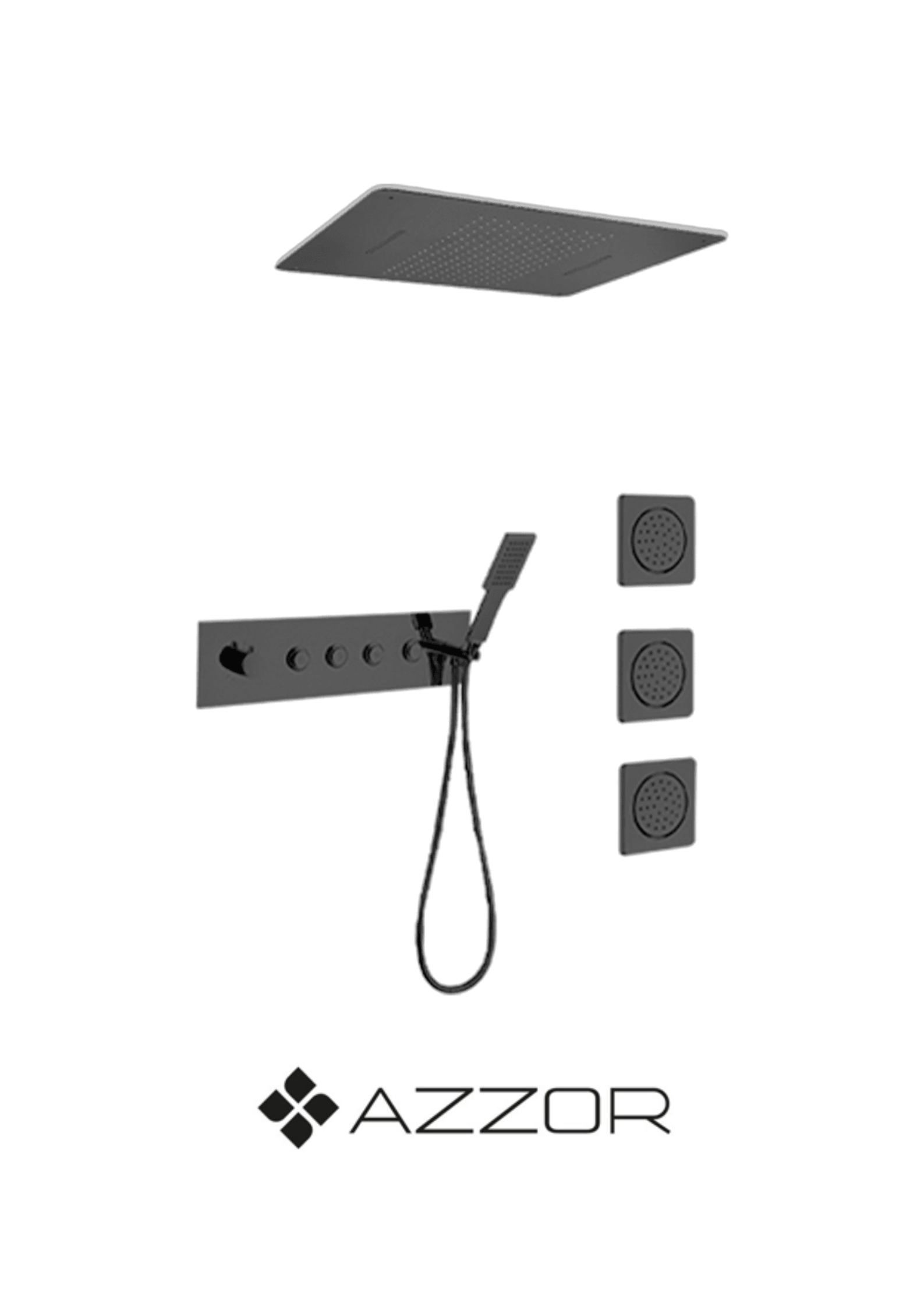 AZZOR - Juego de ducha Spa Azzor con cabeza a techo Negro Mate - AXE718740/SS025-2BG