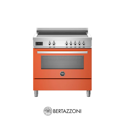 BERTAZZONI - PRO95I1EART - Estufa de piso de 90cm con cubierta de inducción y horno multifunción integrado - Color Naranja