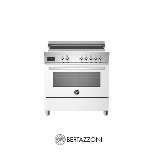 BERTAZZONI - PRO95I1EBIT - Estufa de piso de 90cm con cubierta de inducción y horno multifunción integrado - Color Blanco